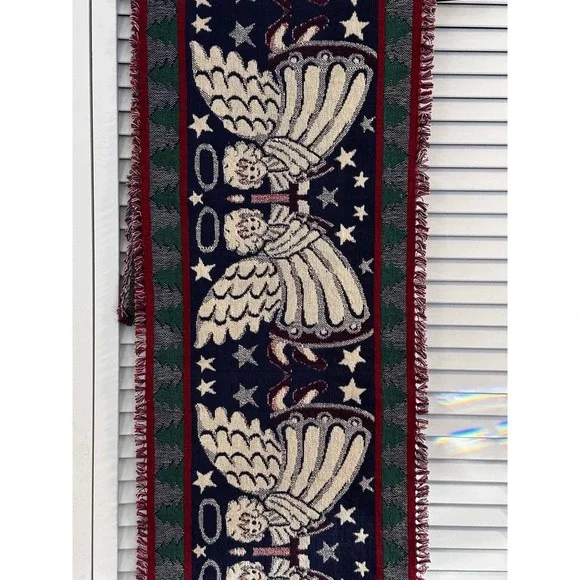Vintage Angel‎ Christmas Tapestry Table Runner 90s Blanket