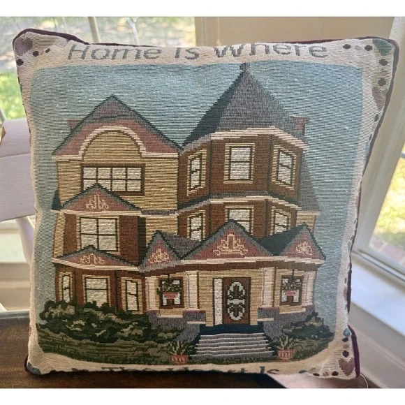 Vintage Tapestry Throw Pillow. 