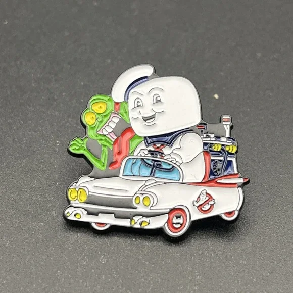 Ghostbusters‎ Stay Puft Marshmallow Man Slimer Ecto-1 Car Lapel Hat Pin
