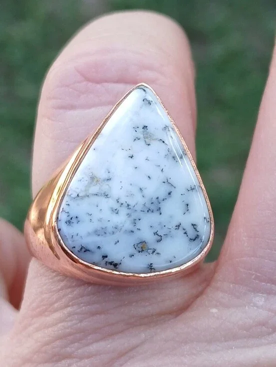 New Men's Dendritic Opal Copper Ring.