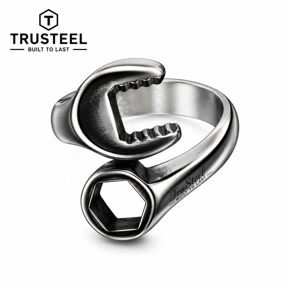 Wrench Ring 316L Stainless Steel Ring Mechanic Biker men’s size 10
