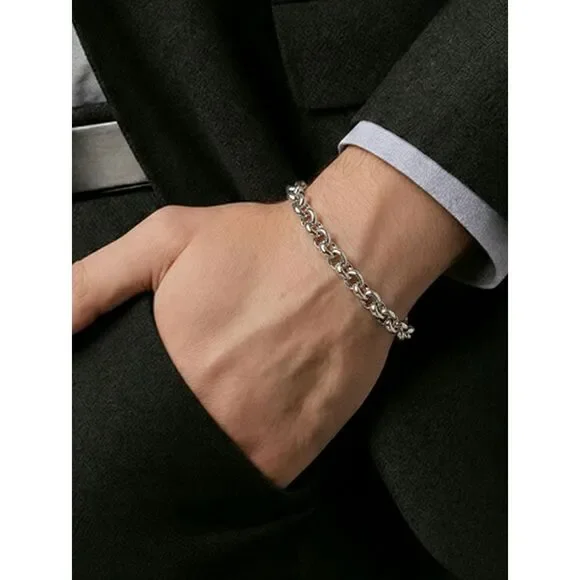Belcher Rolo Chain Bracelet 5mm Silver Titanium Steel 8