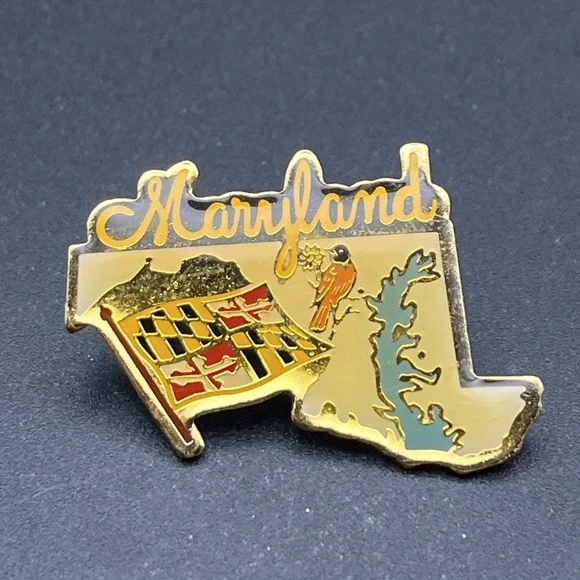 Maryland State Outline Flag Bird United States Of‎ America Lapel Hat Pin