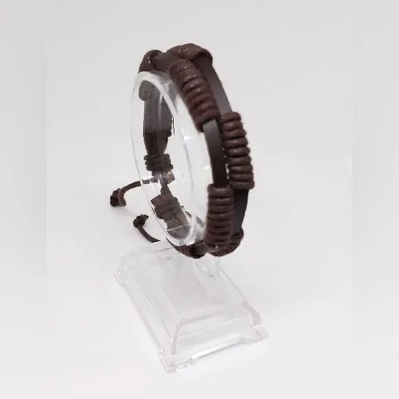 Men's‎ bracelet leather layered brown new d103