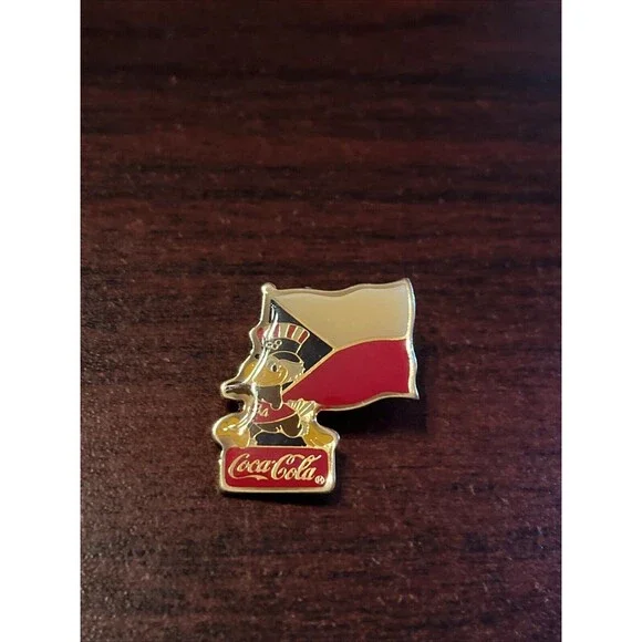 Vintage 1984 LA Olympics Coca Cola‎ Sam Eagle Czechoslovakia Flag Lapel Pin