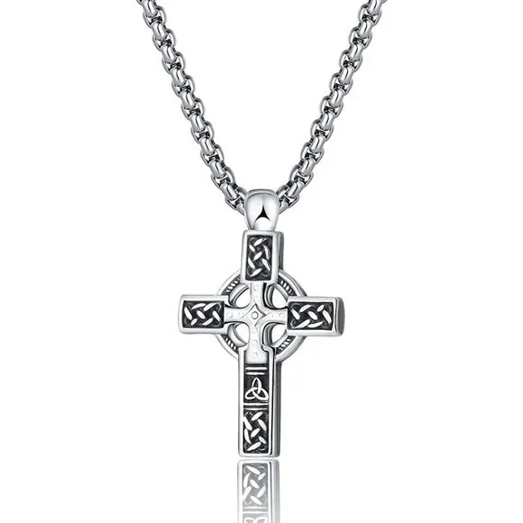 Men's Celtic Cross Stainless Steel Necklace