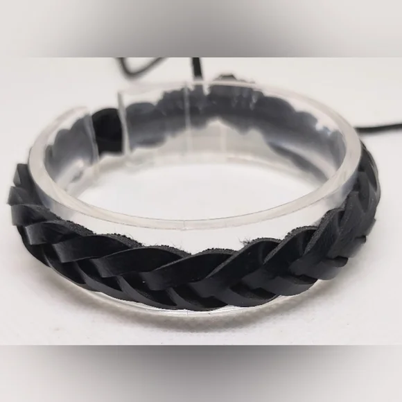 Men's Bracelet Leather‎ Black NEW f38