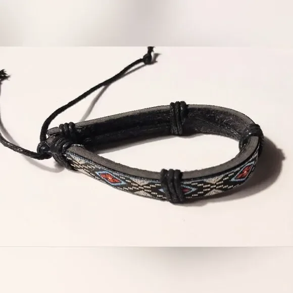 ‎Men's bracelet leather new d53