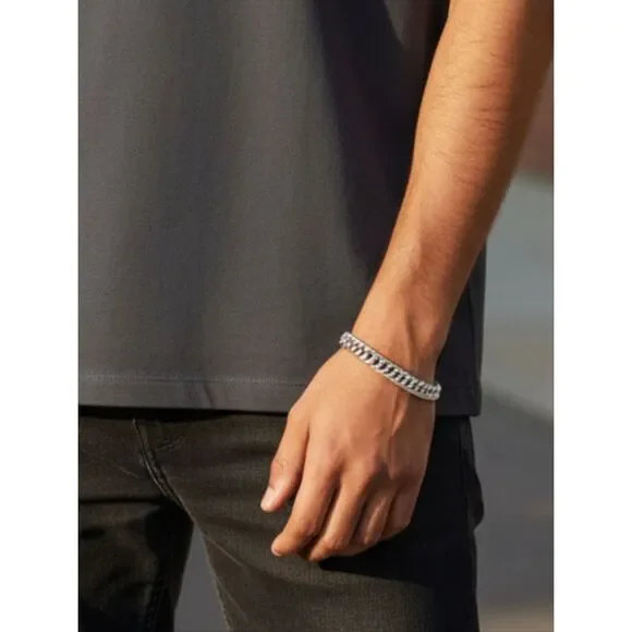 Men’s Double Curb Chain Bracelet 8mm Coil Slinky Titanium Steel 8