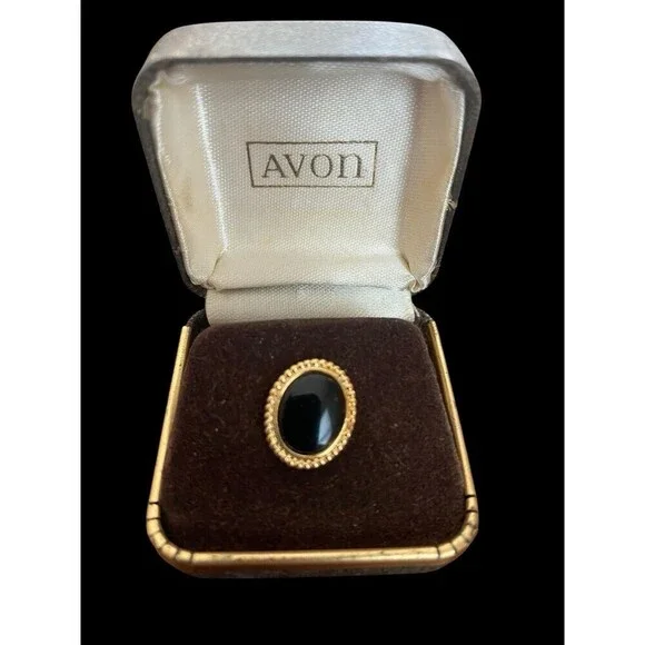 Vintage 1971 Avon Citation Tie Tack Men's Black Gold Tone Classic Accent