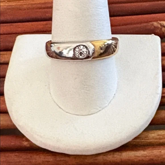 Men's Silver & Gold Tone Band Ring Size 10.5