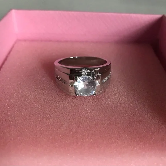 Sterling Silver Crystal Solitaire Ring
