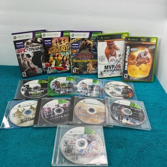 Xbox 360/Original Xbox Game Lot Call of Duty Battlefield Saints Row Kinect 11pk