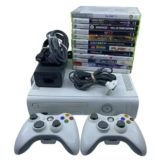 Microsoft Xbox 360 20GB Console System Tested & Working + Controllers + 12 Games