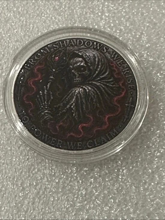 Dark Grim Reaper Decorative Coin - Black & Red