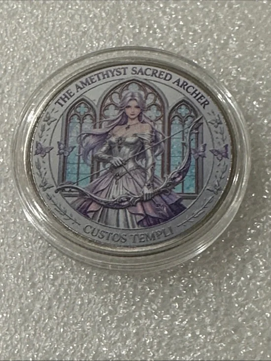 The Amethyst Sacred Archer Decorative Coin - Purple Art Coin