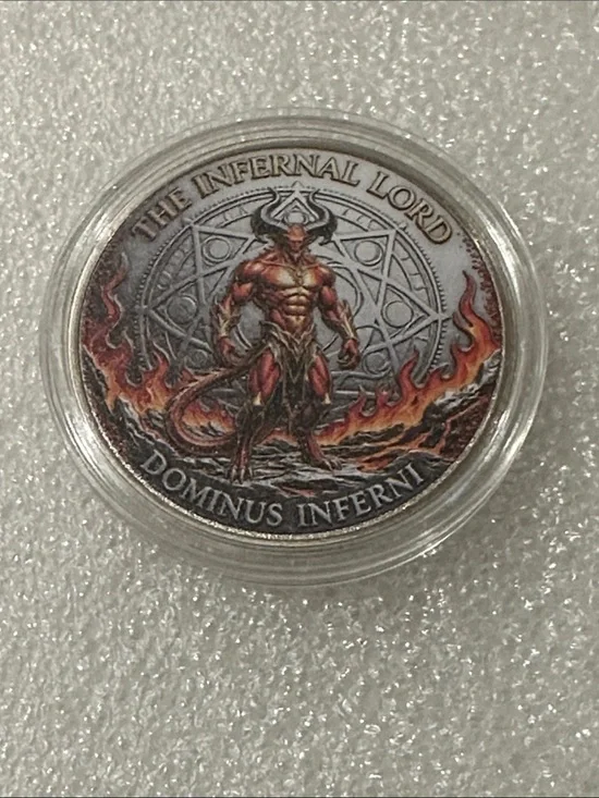 Collectible 'The Infernal Lord' Coin - Red & Gold Detailing