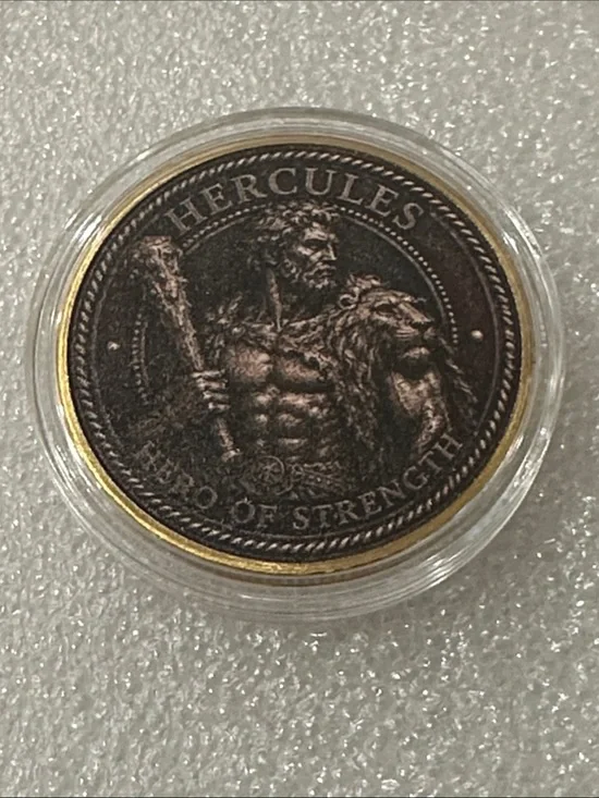 Hercules Medallion Coin – Two-Tone Bronze and Gold Finish
