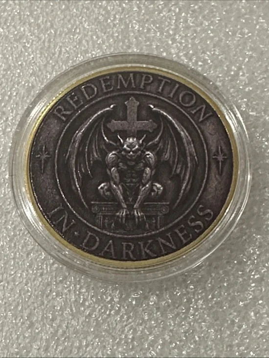Redemption in Darkness Gargoyle Medallion - Antique Bronze Look