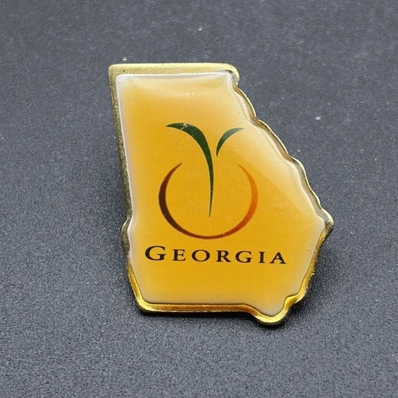 Georgia‎ State Outline Peach Lapel Hat Pin