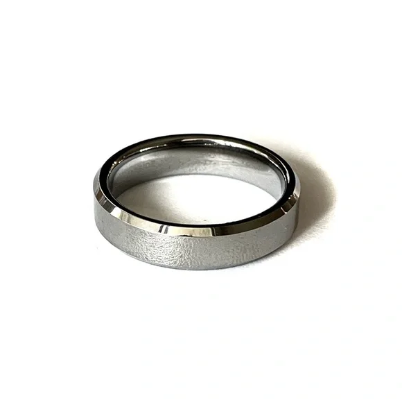 Tungsten Steel Carbide Gunmetal Dark Silver Color Metal Shiny Men's Wedding Ring
