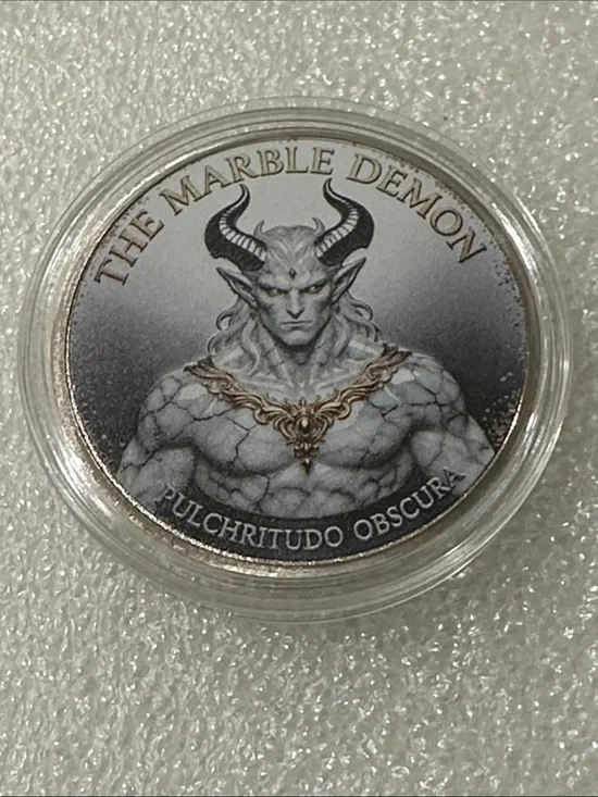 The Marble Demon Collector Coin - Marble Gray & Gold Accents