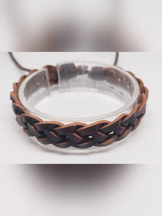 Men's Bracelet Leather Braided Brown New Jewelry G16