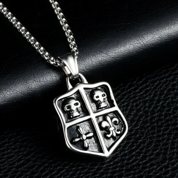 ❤️Stainless steel punk skull pendant necklace for women/men, N90201P181