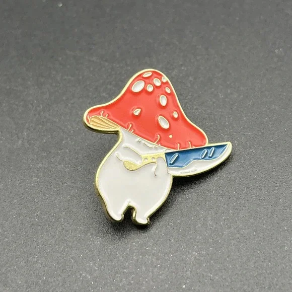 Cute Mushroom Person Holding A‎ Knife Lapel Hat Pin