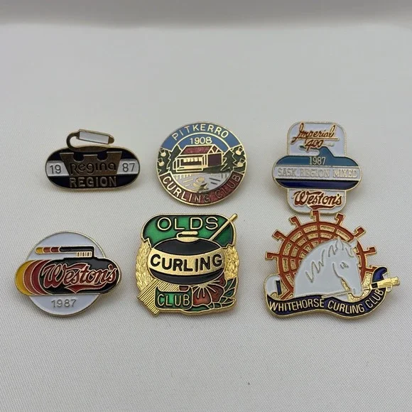 Lot Of 6 Curling Club‎ Canada Weston's Pitkerro Whitehorse Olds Lapel Hat Pins