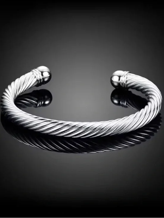 Modern Twisted Cable Cuff Bracelet