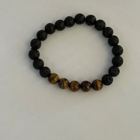 Volcanoes c Ash & Tigers Eye Beaded Bracelet