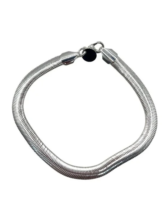 Sterling Silver 925 Herringbone Chain Bracelet W/Lobster Clasp 7.5 Inches A04