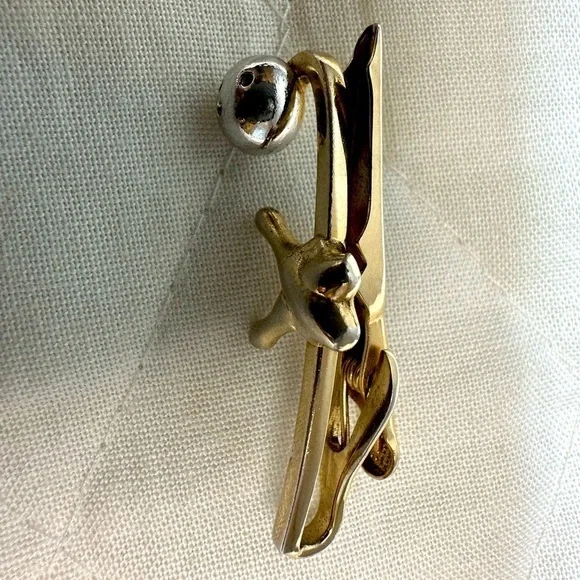 Swank  Gold Tone Lizard Tie Bar Clasp Tie Pin Tie Tack Vintage Classic
