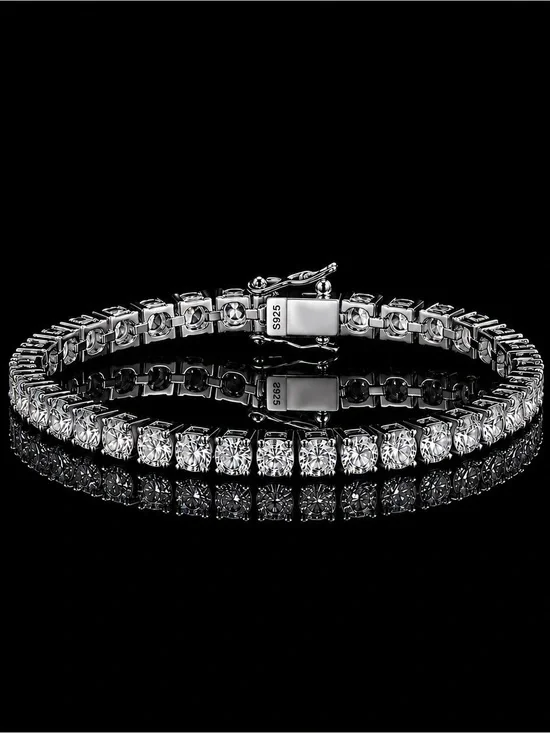 925 Silver, 13.5CTW Moissanite Tennis Bracelet - 7.5”
