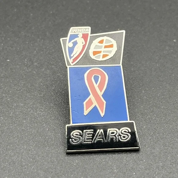 WNBA Basketball Breast Cancer Awareness Ribbon Sears Sponsor Lapel‎ Hat Pin