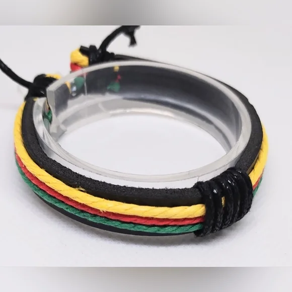 Men's Bracelet‎ Leather Layered Black New f70