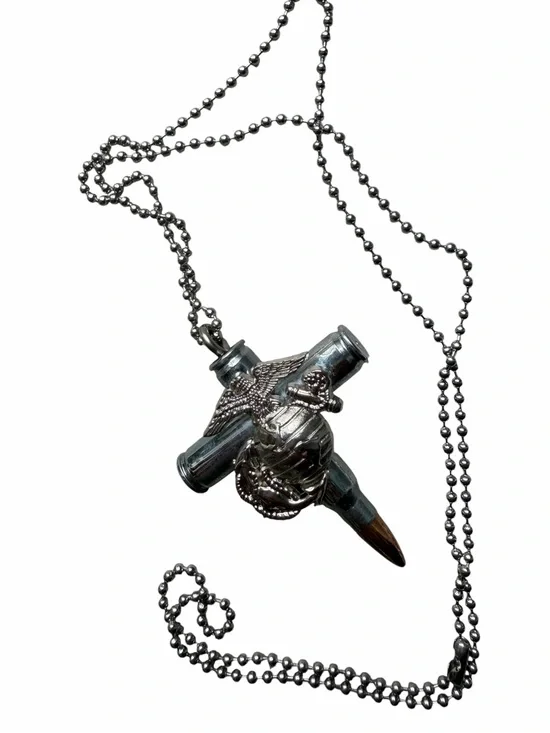 Stainless steel Marine necklace Cross Military Gift