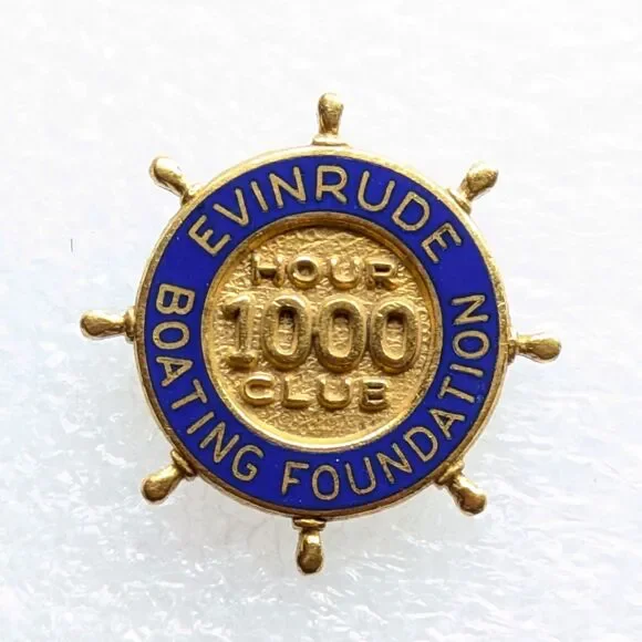 VTG Evinrude Boating Foundation 1000 Hour Club Ship Wheel Gold Tone Lapel Pin