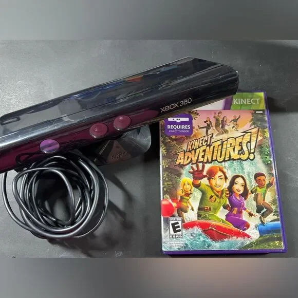 Microsoft Xbox 360 Kinect Motion Sensor Bar Black 1414 Kinect Adventures Bundle