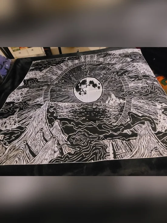 Black and White Celestial Tapestry Wall Hanging 52×60