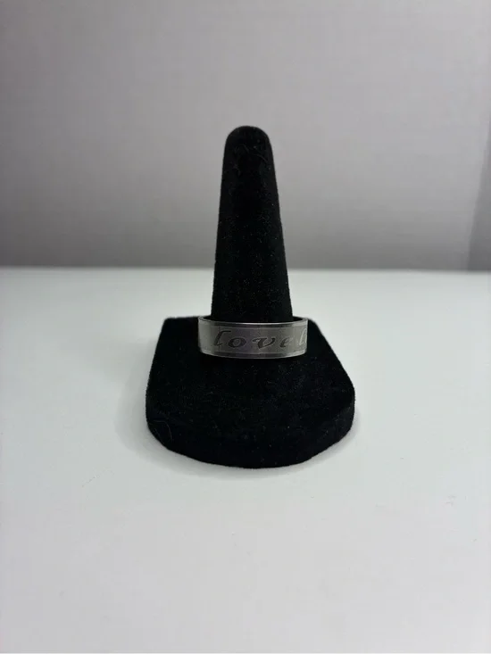 Men's Stainless Steel Silver Colored Band Promise Ring Says 