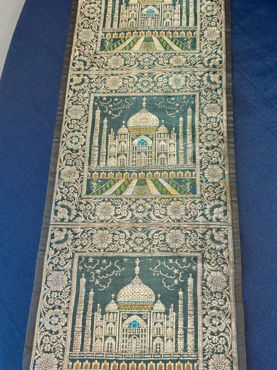 Embroidered Green Mosque Tapestry Wall Hanging - Decorative Home Accent
