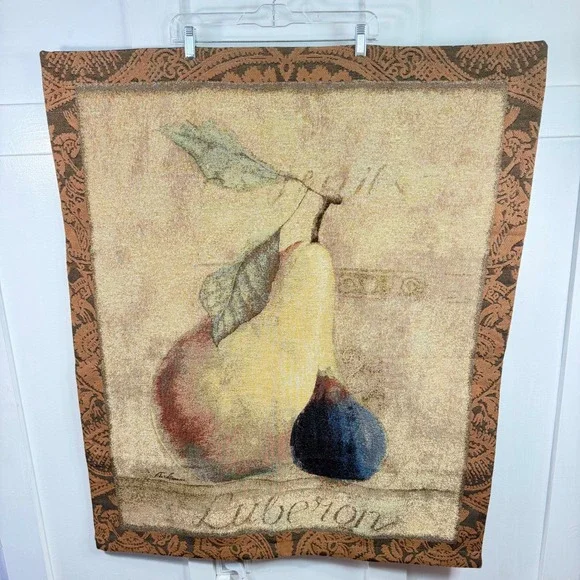 Fabrice de Villeneuve Luberon Pear & Fig Tapestry Wall Hanging 35x42 ArtInMotion