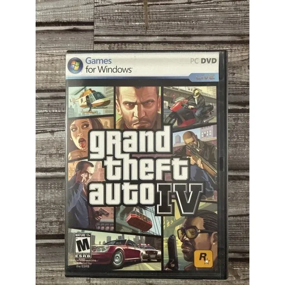 Grand Theft Auto IV PC DVD With Poster Map ~ Game Windows GTA4 2 Disc Set