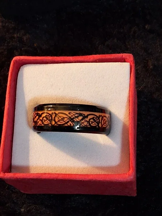 Black and Rose Gold Filigree Band Ring