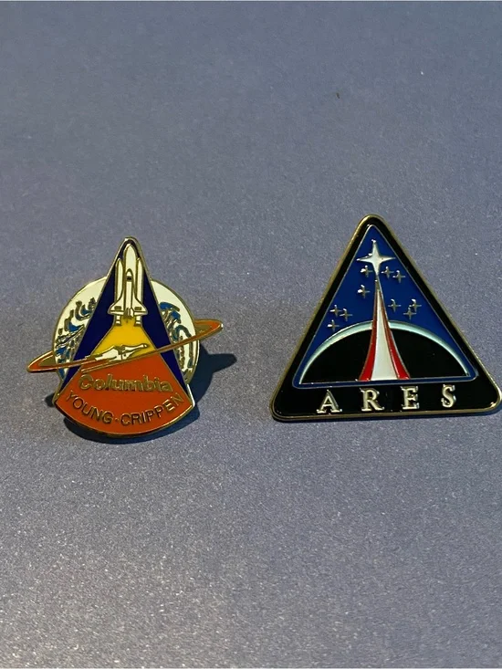 Blue and Orange Space Mission Enamel Pins - Men Accessories