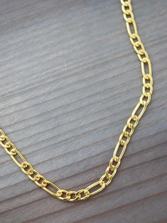 4.5mm Figaro Chain Necklace 18k Gold Plated Stainless Steel