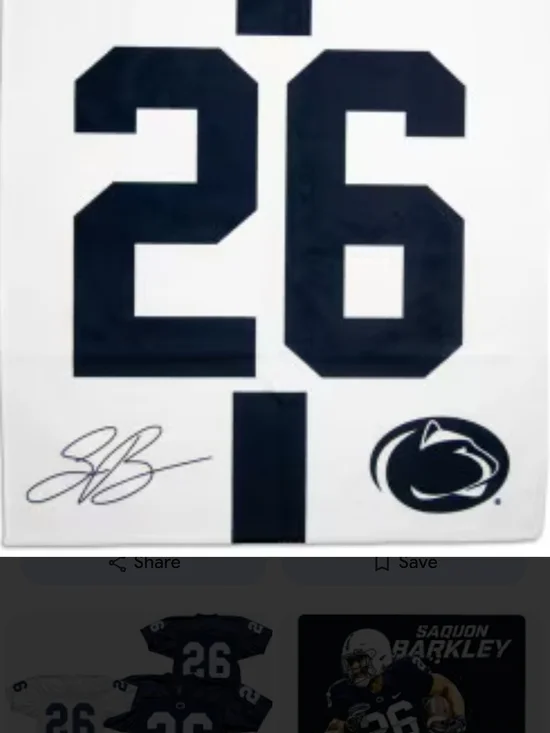 #26 Penn State Football Jersey Panel - Navy on White