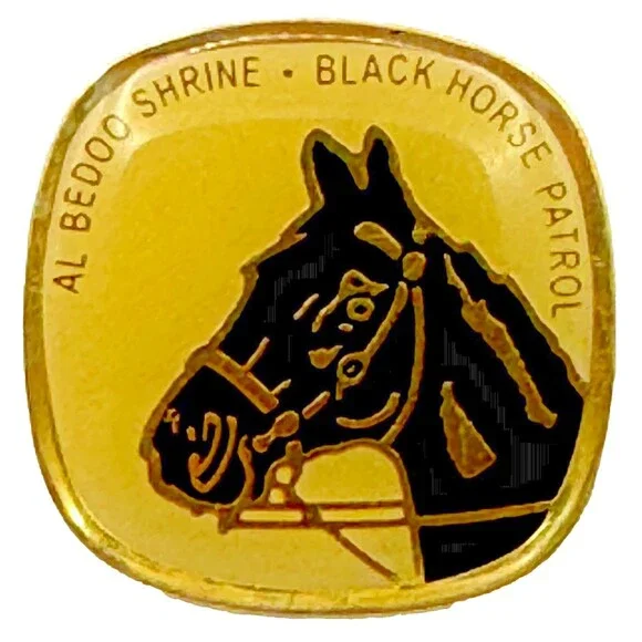 Al Bedoo Shrine Black Horse Patrol Pin Vintage Fraternal Historic Collectible